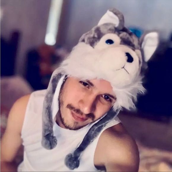 Winter Wolf Hat Beanie Fun Furry Animal Husky - Picture 5 of 8